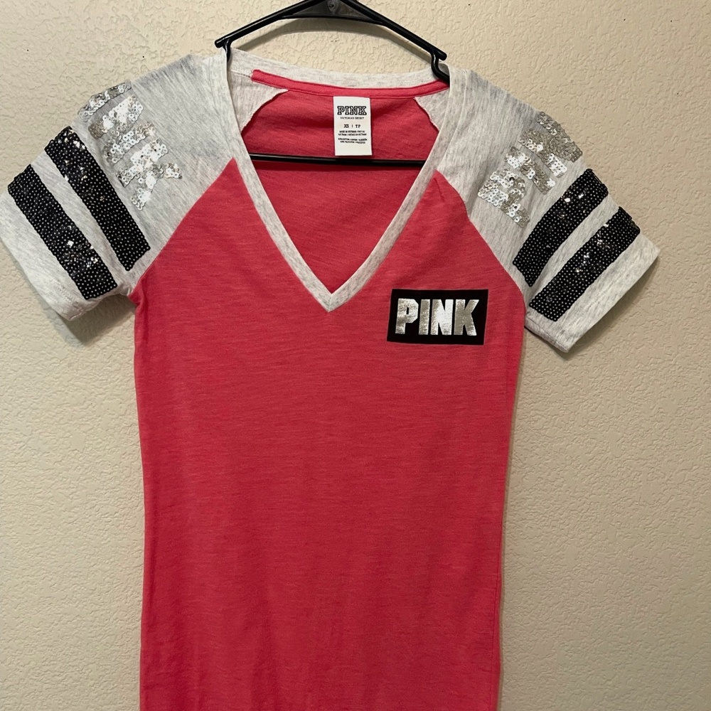 Victoria's Secret PINK v neck sequin tee